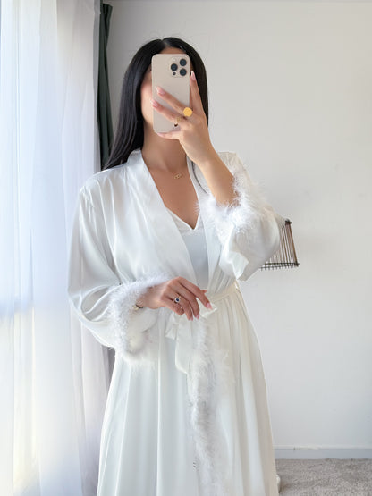 Ensemble 2 pièces nuisette PLUMES blanc MALTIDA