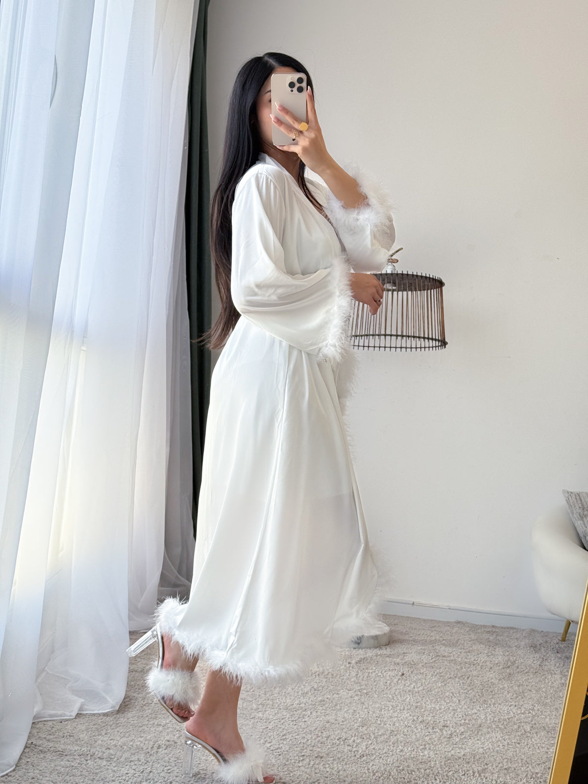 Ensemble 2 pièces nuisette PLUMES blanc MALTIDA