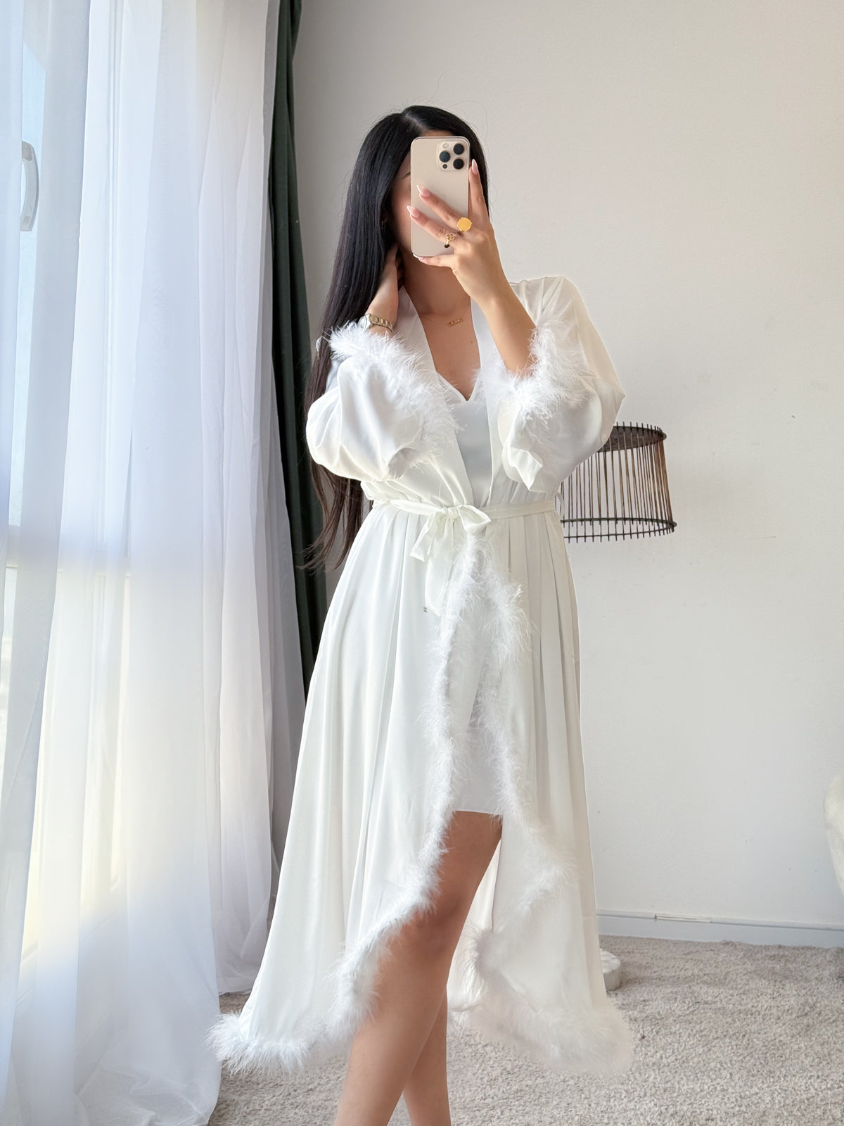 Ensemble 2 pièces nuisette PLUMES blanc MALTIDA