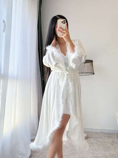 Ensemble 2 pièces nuisette PLUMES blanc MALTIDA
