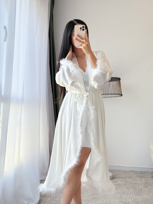 Ensemble 2 pièces nuisette PLUMES blanc MALTIDA