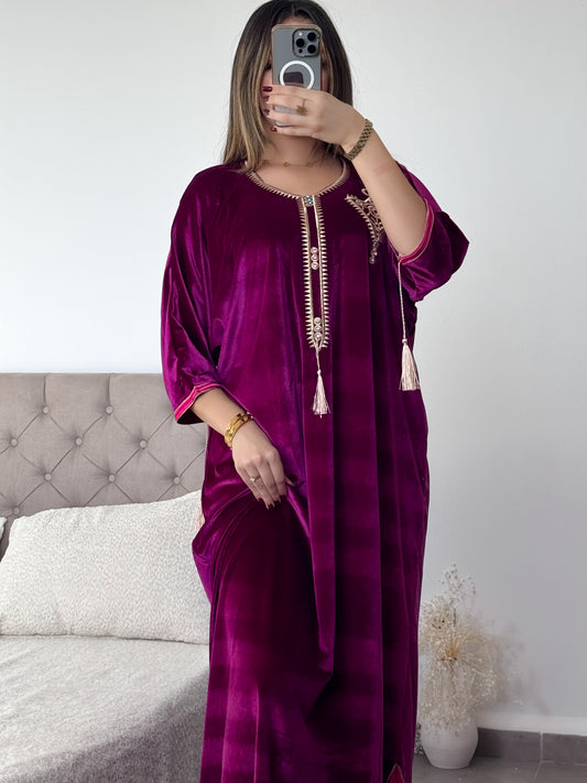 Robe d'hôtesse velours fushia DJANET