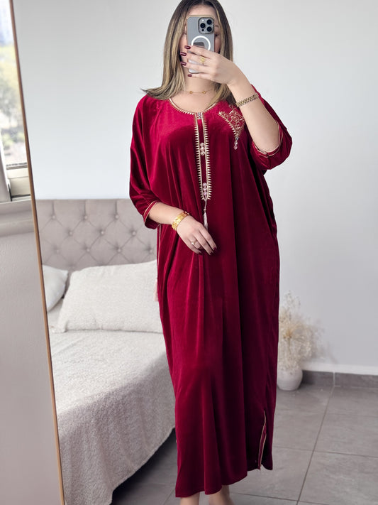 Robe d'hôtesse velours rouge DJANET