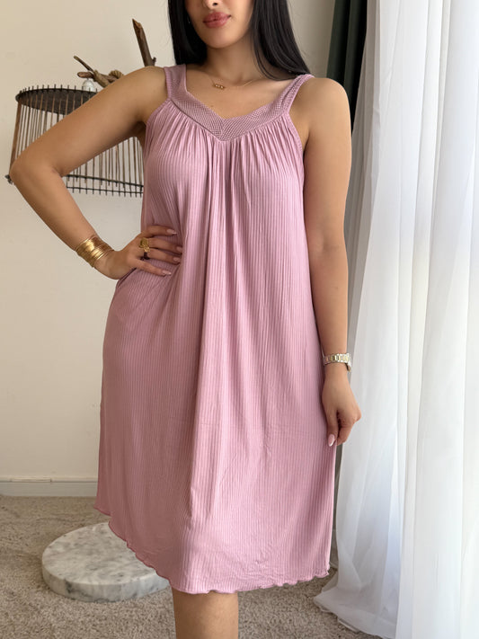 Robe nuisette dentelle bois de rose ZADIL