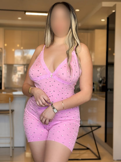 Combishort bustier short une pièce rose SOTINA