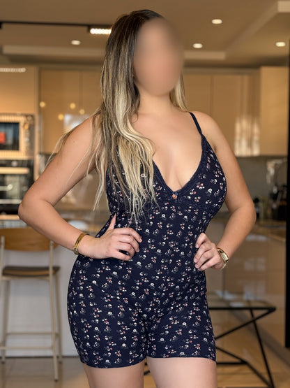 Combishort bustier short une pièce bleu nuit SOTINA