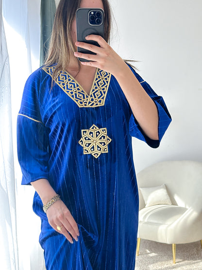 Robe d'hôtesse velours bleu SAMIRA