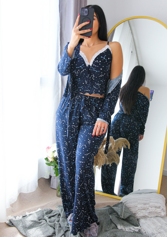 Ensemble 3 pièces coton bleu nuit  CELESTE