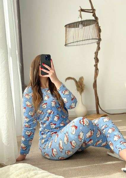 Pyjama soft tendance bleu ciel imprimé PENTA