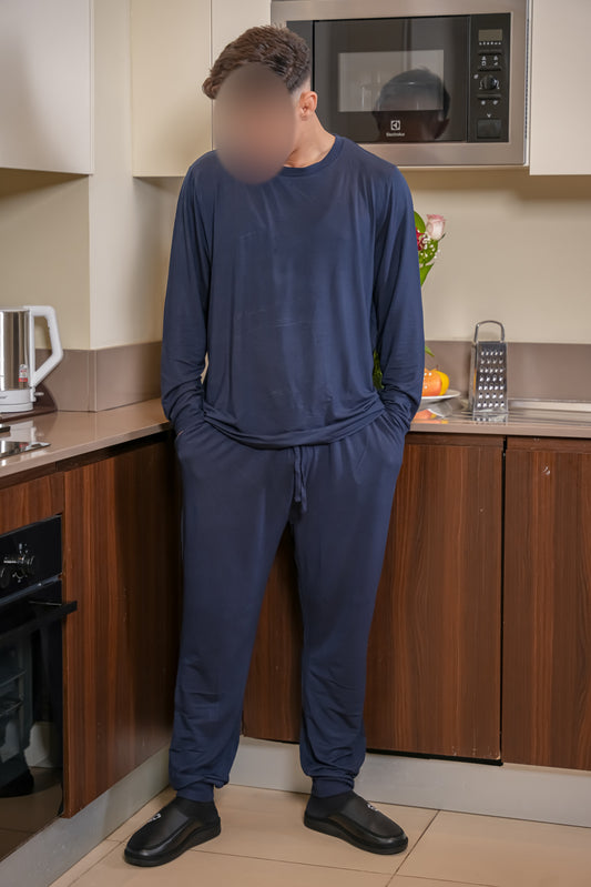 Pyjama manche long pantalon bleu nuit homme DARWIN