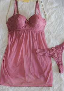 Nuisette rembourrée en dentelle PINK POWDER