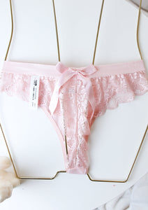 Thong en dentelle rose OPAL