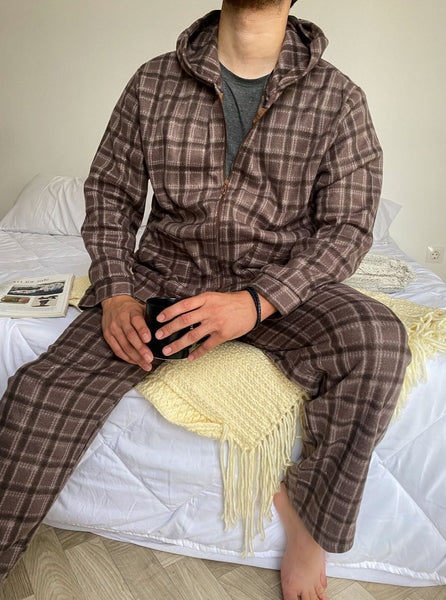 Pyjama homme marron à carreaux ORLANDO