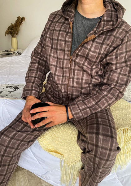 Pyjama homme marron à carreaux ORLANDO