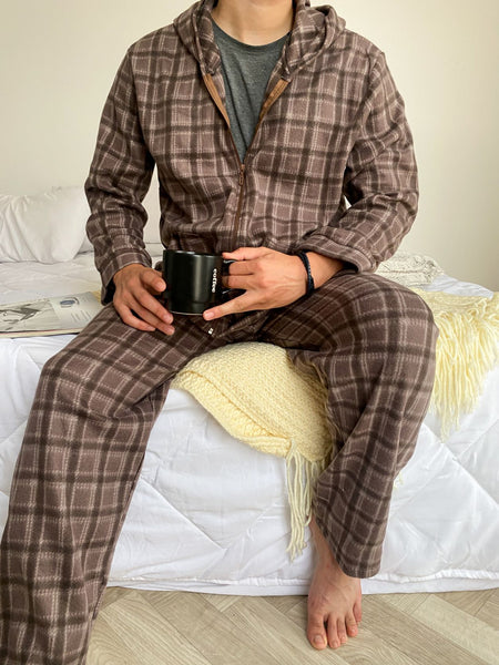Pyjama homme marron à carreaux ORLANDO